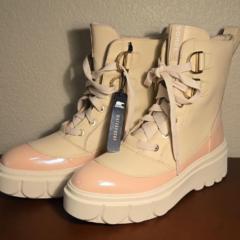 Sorel Women's Waterproof Beige and Light Pink Winter Boots